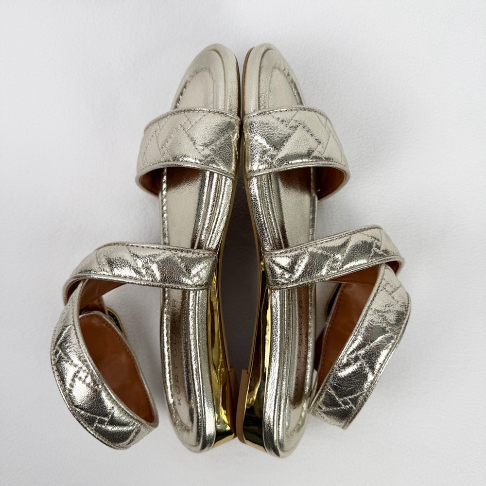 Kurt Geiger Metallic Silver Quilted Strap Sandals - Picture 8 of 10
